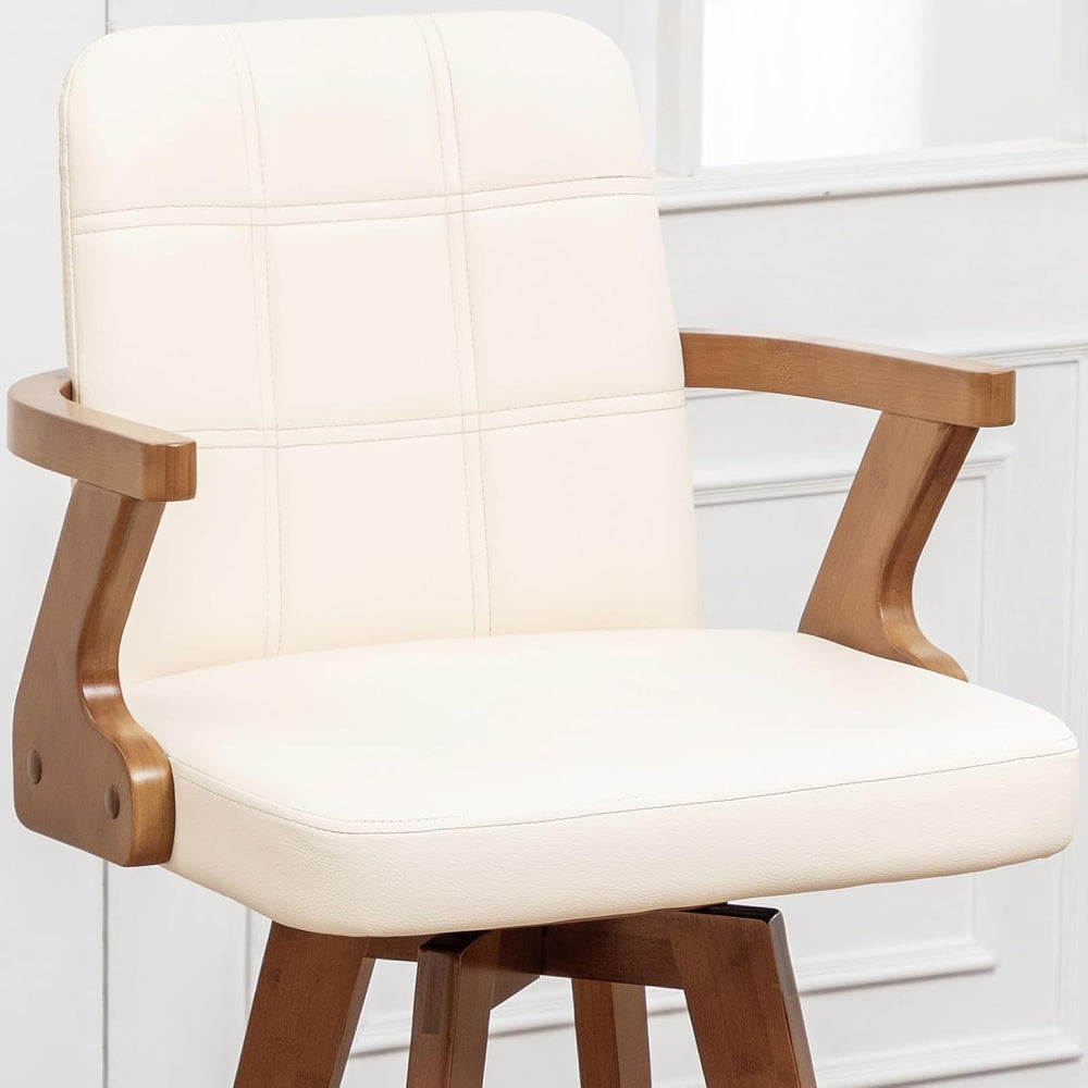 Swivel Counter Stools Set of 3 with Walnut Finish, Mid-Century Modern 26.7 In...