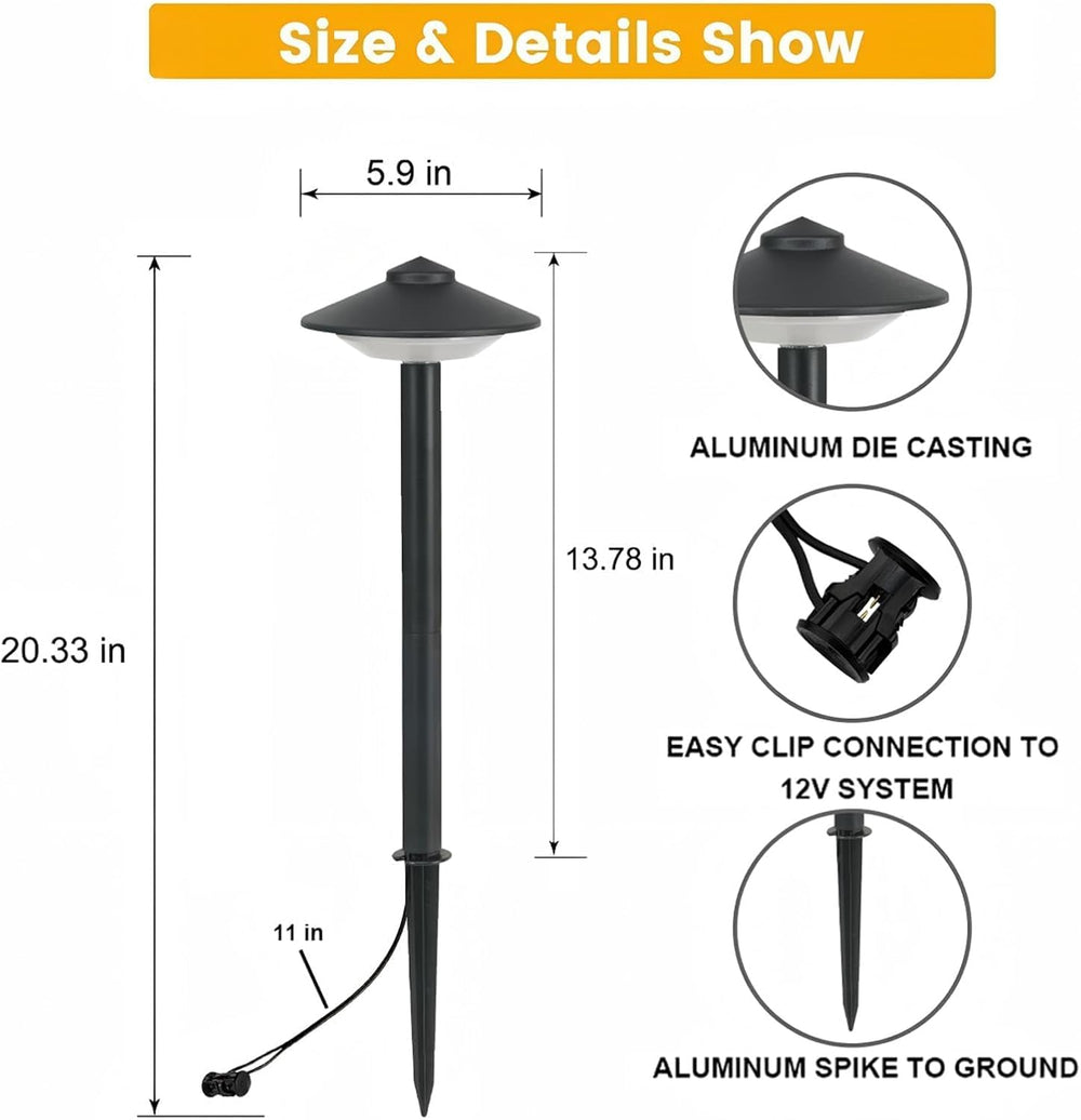 20.33 Inch Aluminum Low Voltage Landscape Lighting 2.7W LED Low Voltage Pathw...