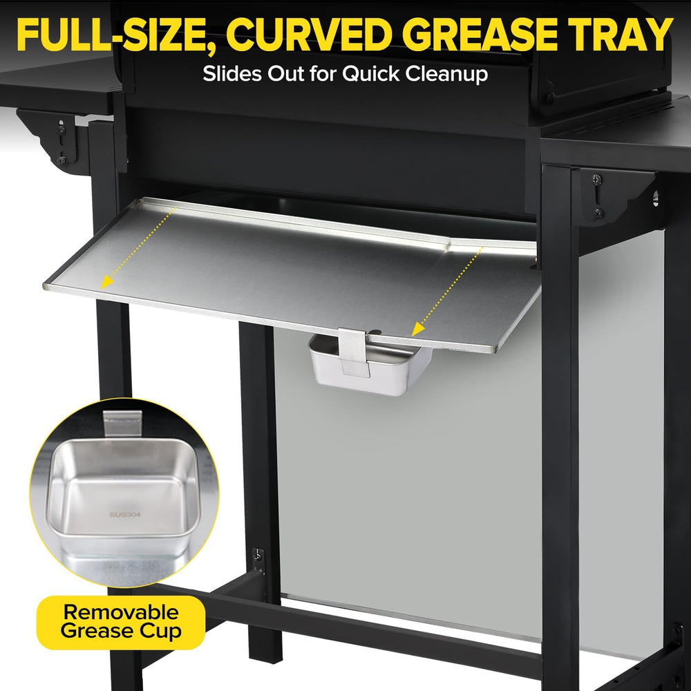 4 Burner Gas Grill with Foldable Shelves, 40,000 BTU Stainless Steel Propane ...