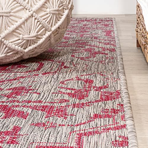 JONATHAN Y Boho Medallion Indoor Outdoor Area Rug 4X6 Light Gray/Fuchsia, Est...