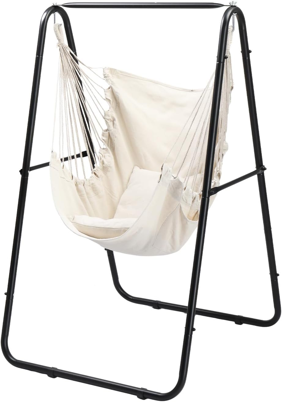 ONCLOUD 600LBS Heavy-Duty Hammock Chair with Stand, Steel Hanging Chair Stand...