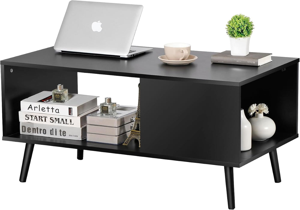 ZenStyle Mid Century Modern Coffee Table, Wooden Retro Coffee Table with Open...