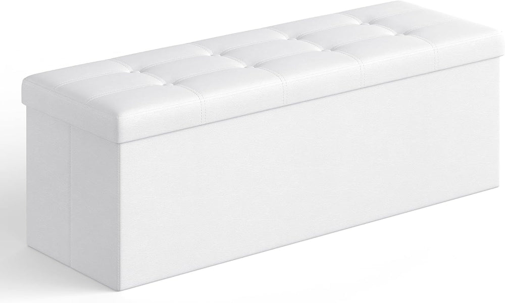 SONGMICS Storage Ottoman Bench, 43.3 Inches Folding Foot Rest Stool