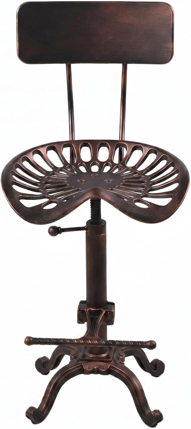 Industrial Design Metal Adjustable Height Backrest Chair Vintage Tractor Sadd...
