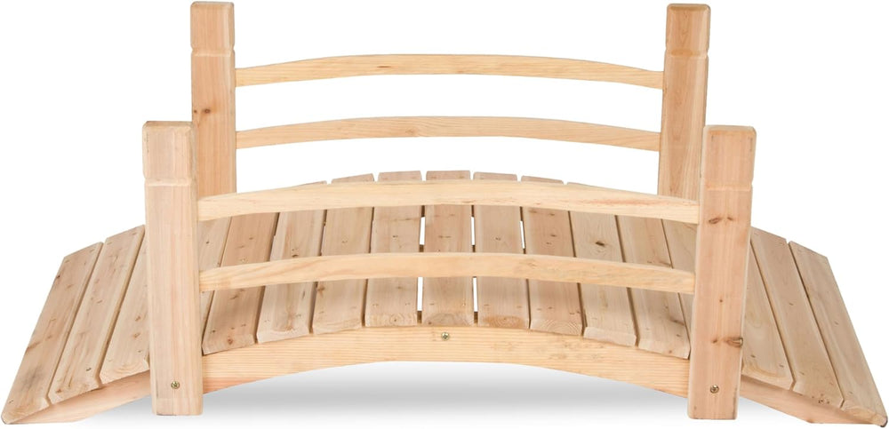 Shine Company 4980N 4 Ft. Cedar Wood Garden Bridge with Side Rails, Natural