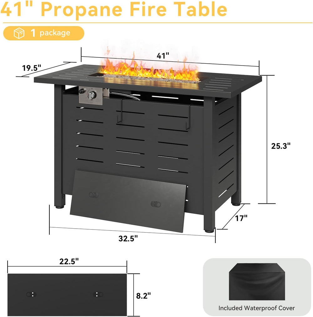 Aoxun 41 Inch Propane Fire Pit Table–50,000 BTU Gas Outdoor Fire Pit Table wi...