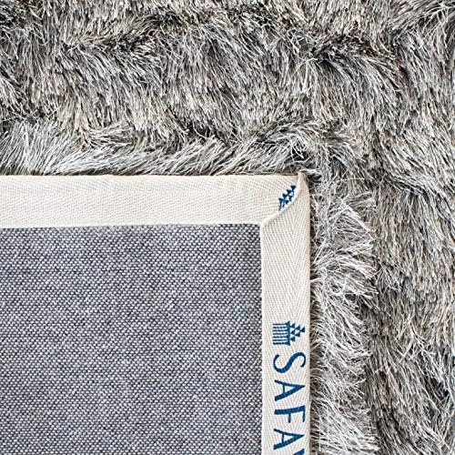 SAFAVIEH Area Rug 5x7 - Paris Shag Collection - Silver, Handmade, Soft Flowin...