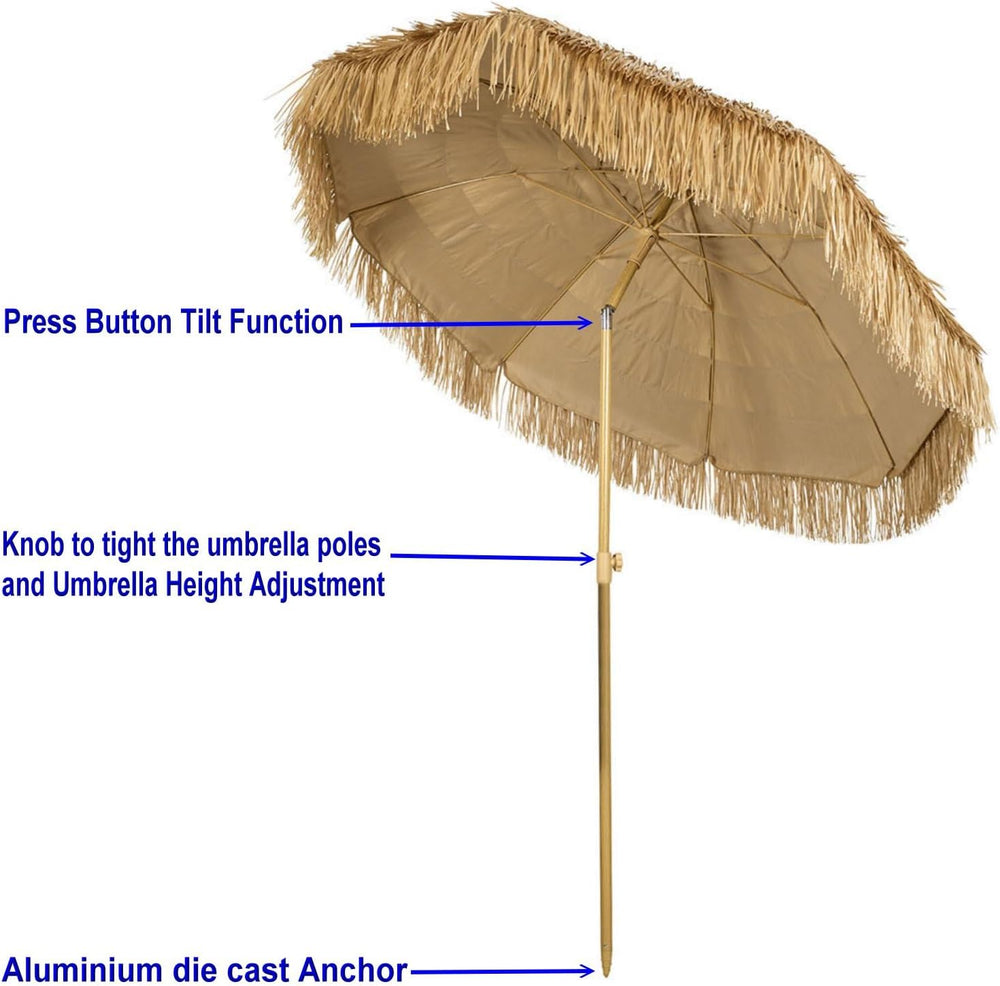 Hula Thatched Tiki Umbrella Tropical Palapa Raffia Tiki Hut Hawaiian Patio Um...