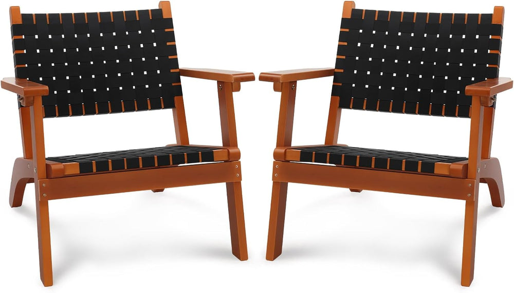 VINGLI Outdoor Armchair, Wooden Adirondack Chair All-Weather Wooden Patio Cha...