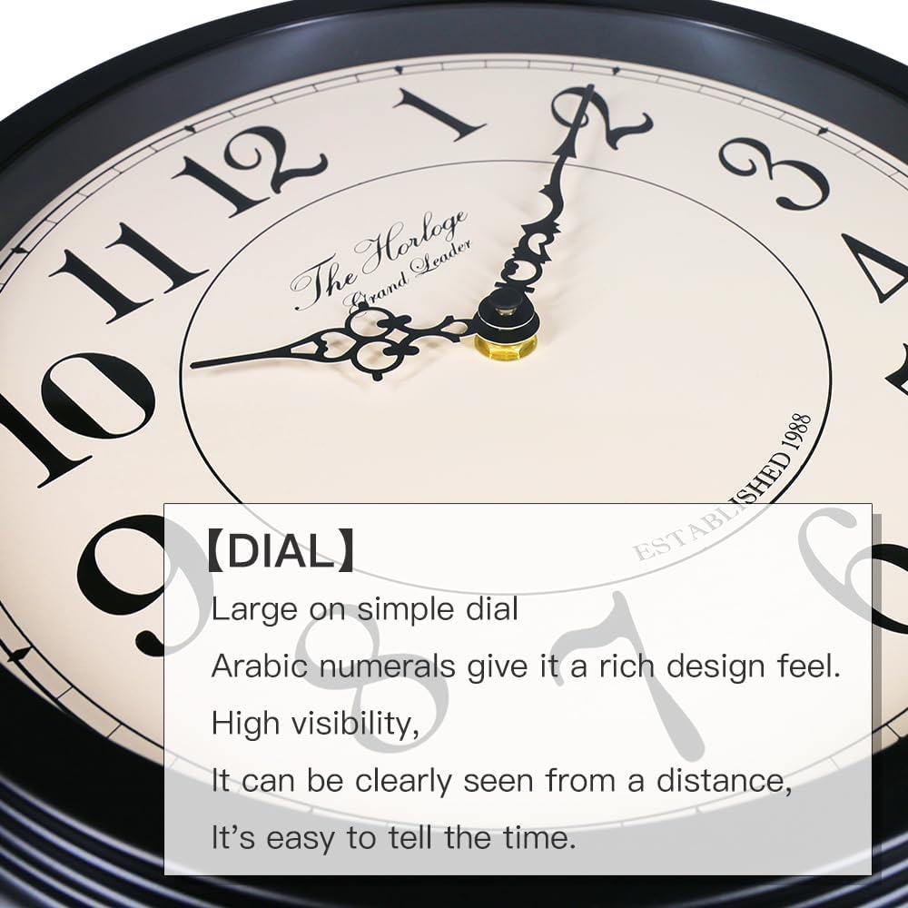 BESTIME 66264B 16-Inch Double Sided Metal Wall Clock with Black Frame.Sturdy ...