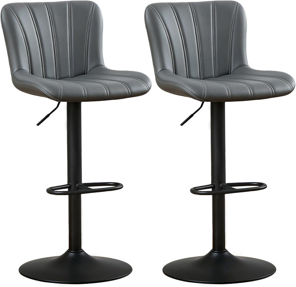 Bar Stools Set of 2, Modern Swivel Bar Stools Adjustable Height, Faux Leather...