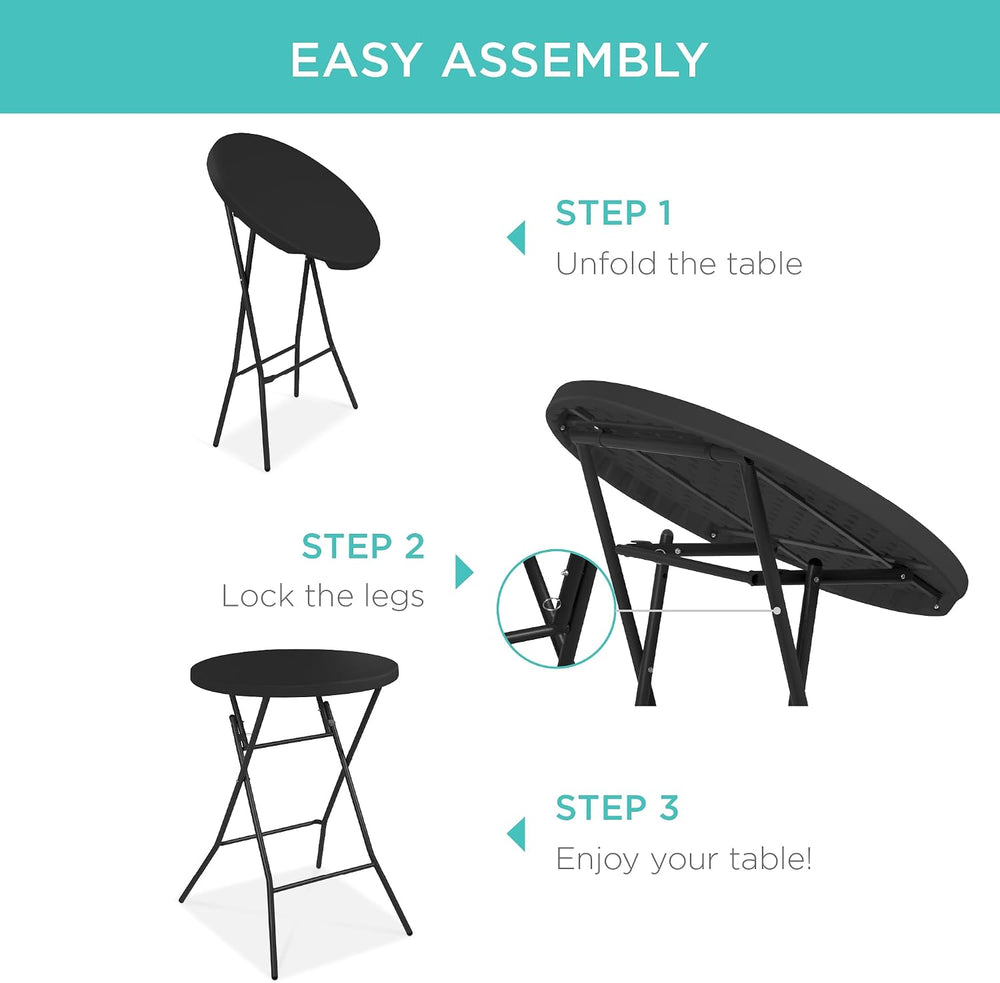 Best Choice Products 32in Bar Height Folding Table, Round Indoor Outdoor Acce...