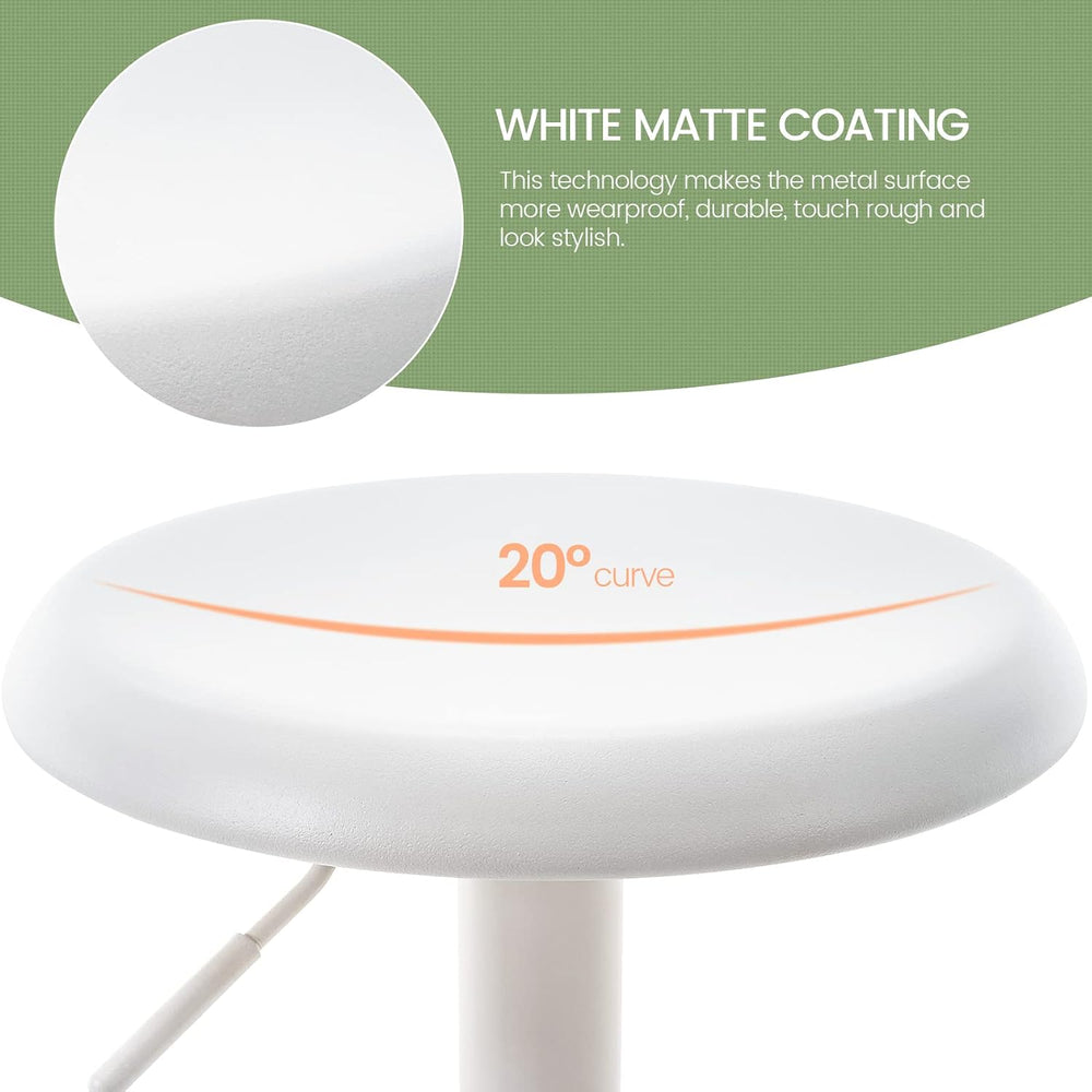 Adjustable Bar Stool, Swivel Round Metal Airlift Backless, 1 pc White