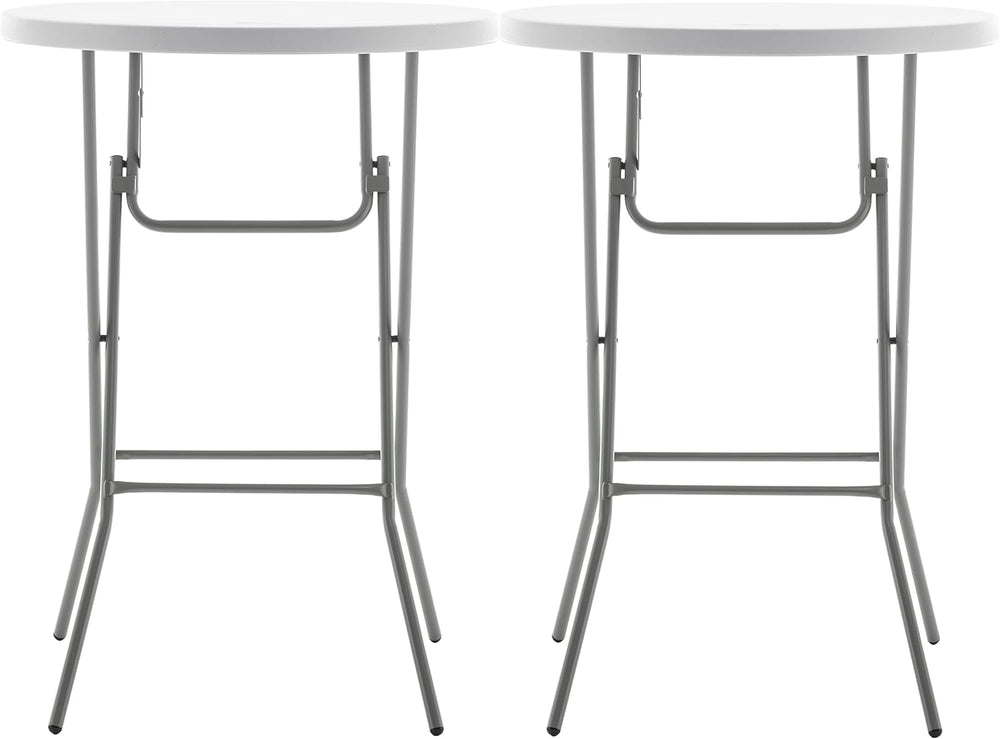 BTExpert 32" Round 43" Bar Height White Granite Plastic Folding Tab...