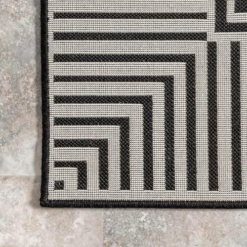 Nuloom Asha Black/Ivory, 5' x 8', Casual, Striped Border, Soft and Co...