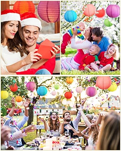 Treela 48 Pcs Paper Lanterns Party Decorations Round, Multicolor
