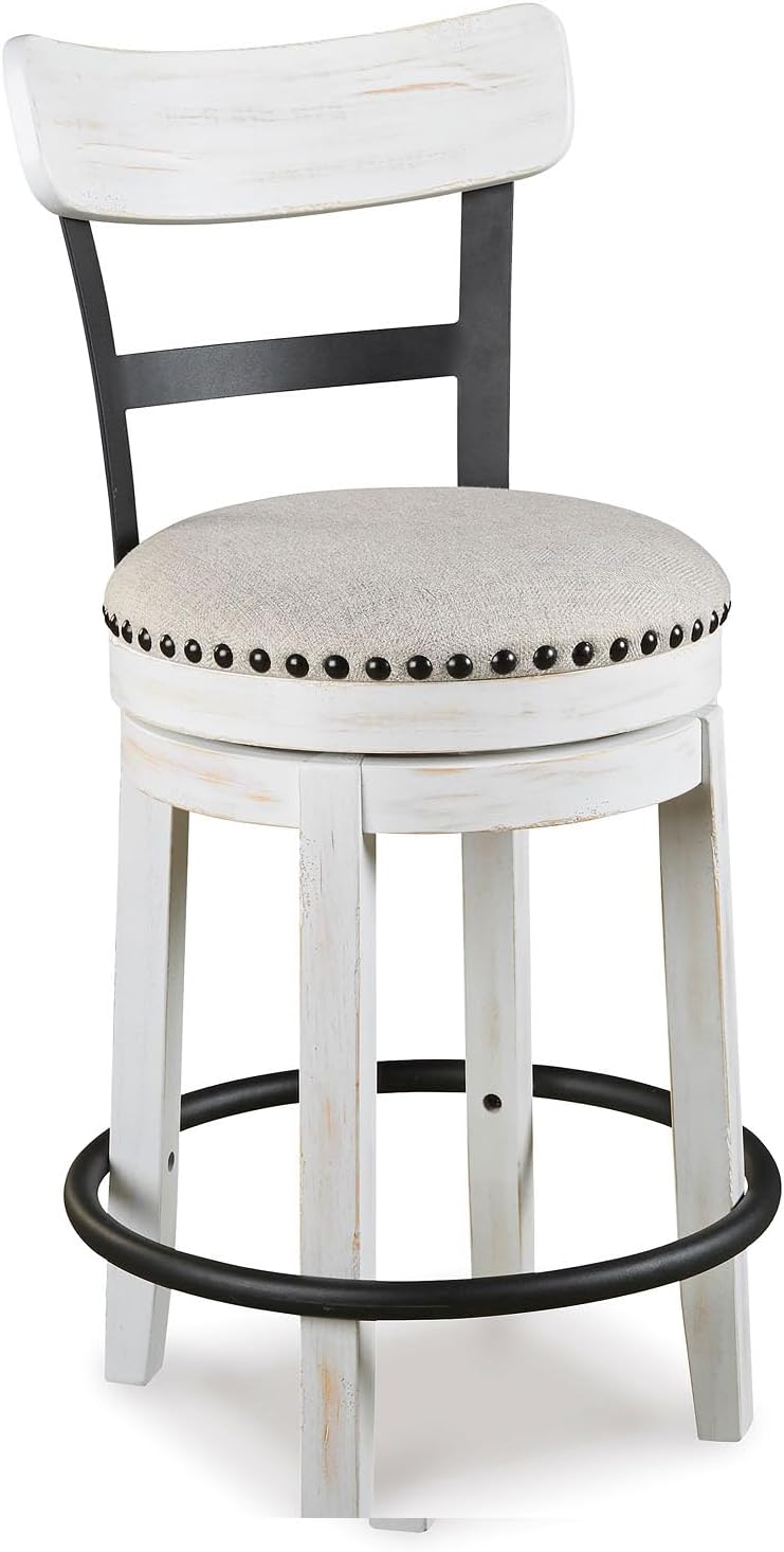 Signature Design by Ashley Valebeck Swivel Counter Height Bar Stool, White