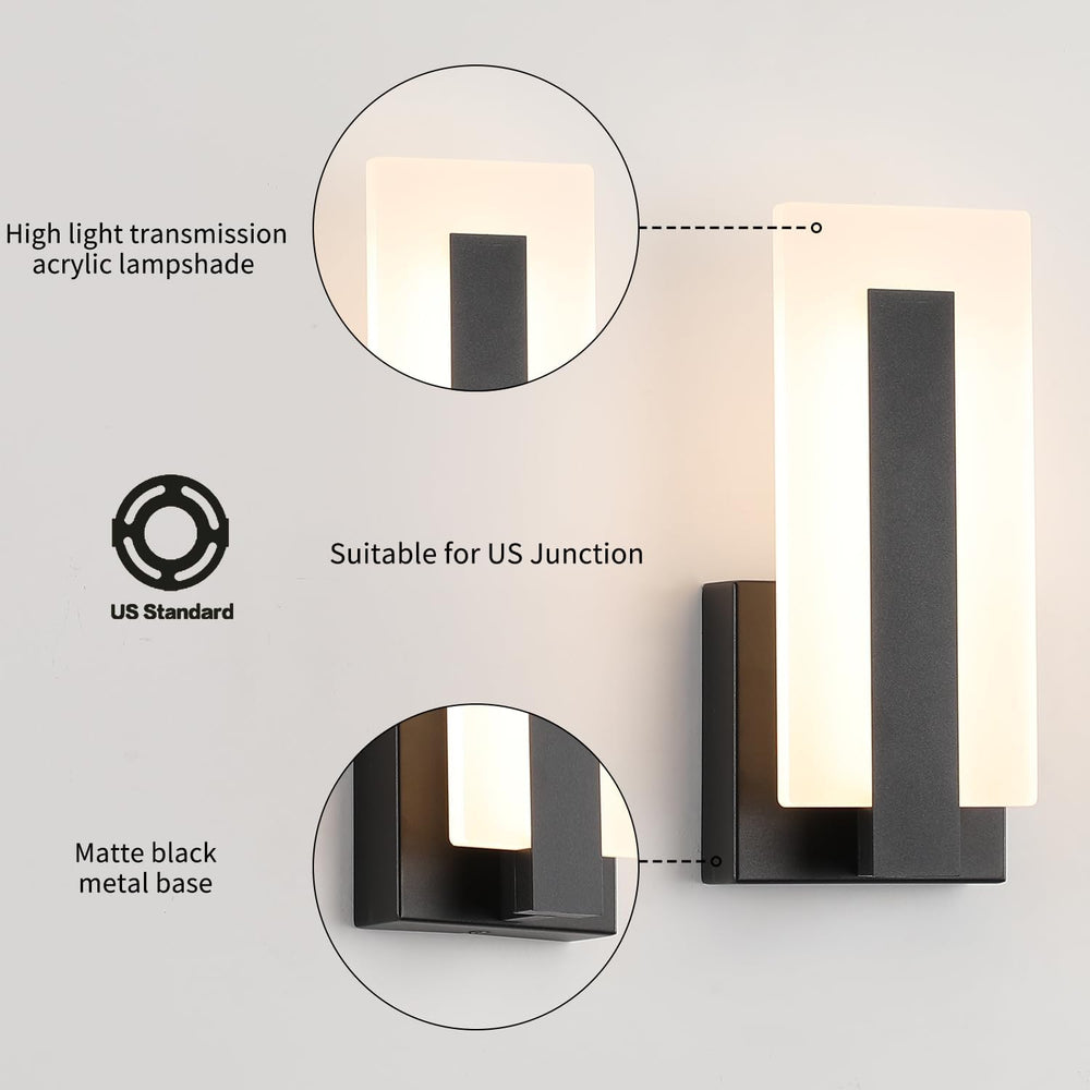 Joosenhouse Modern LED Wall Sconce Dimmable Wall Mounted Lamp Set of 2, Black...