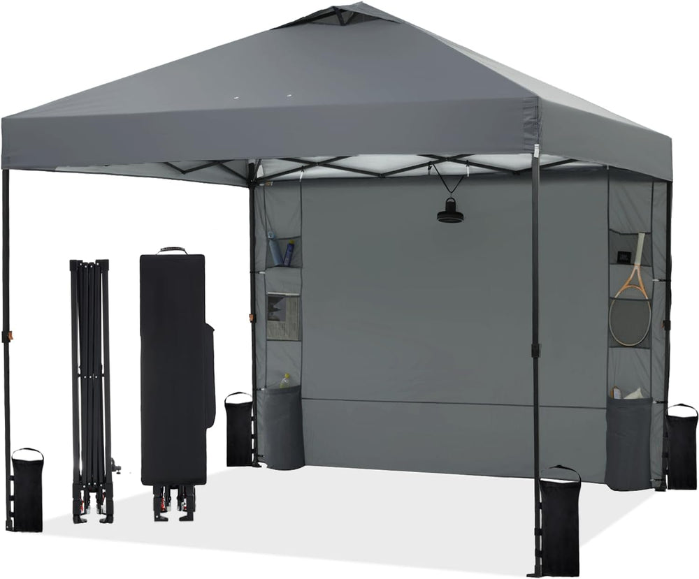 Tunbne 10X10 Pop Up Canopy Tent Outdoor with 1 Sidewalls, One Push Setup