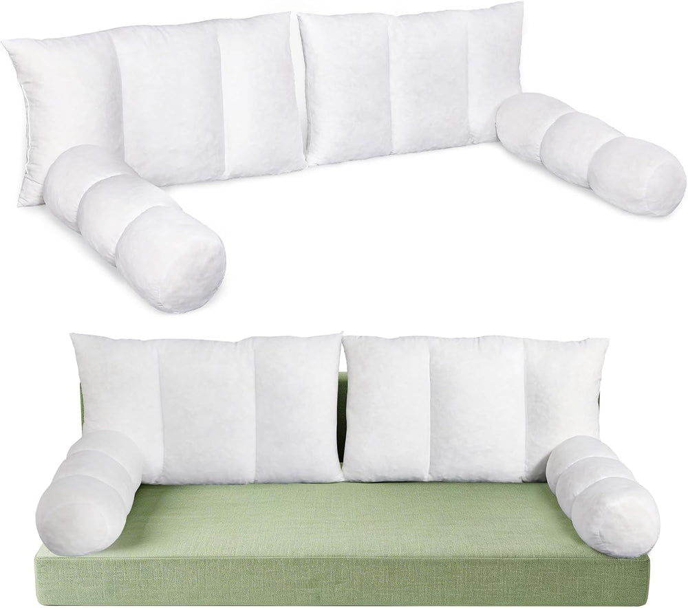 Twin Size Pillow & Bolster Cushion Shredded Foam Filled Daybed Cushions R...