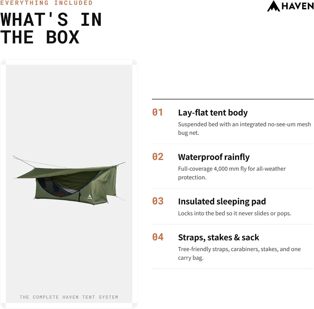 Haven Tents Lay Flat Hammock Tent - Waterproof Camping Hammock with Mosquito ...