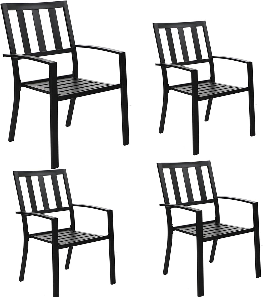 MFSTUDIO Outdoor Dining Chairs Set of 4, Metal Patio Chairs for Deck Bistro P...
