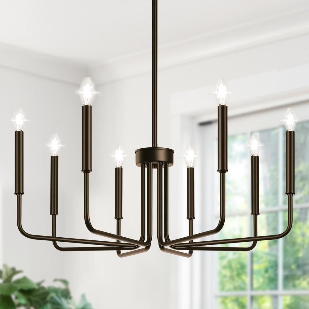 8-Light Farmhouse Chandelier for Dining Room Lighting Fixtures Hanging, Oil-R...
