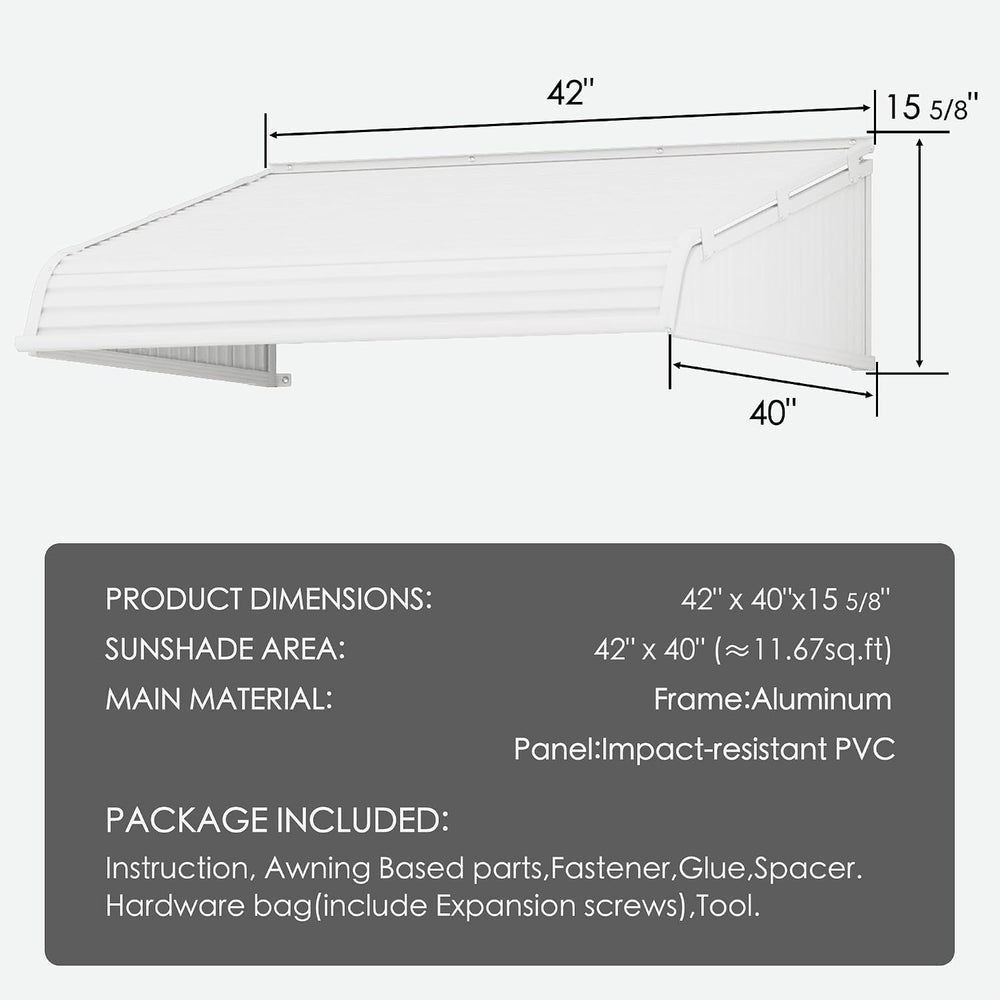 Kozyard Window Awning 42''W x 40''D with 2 Side Wings
