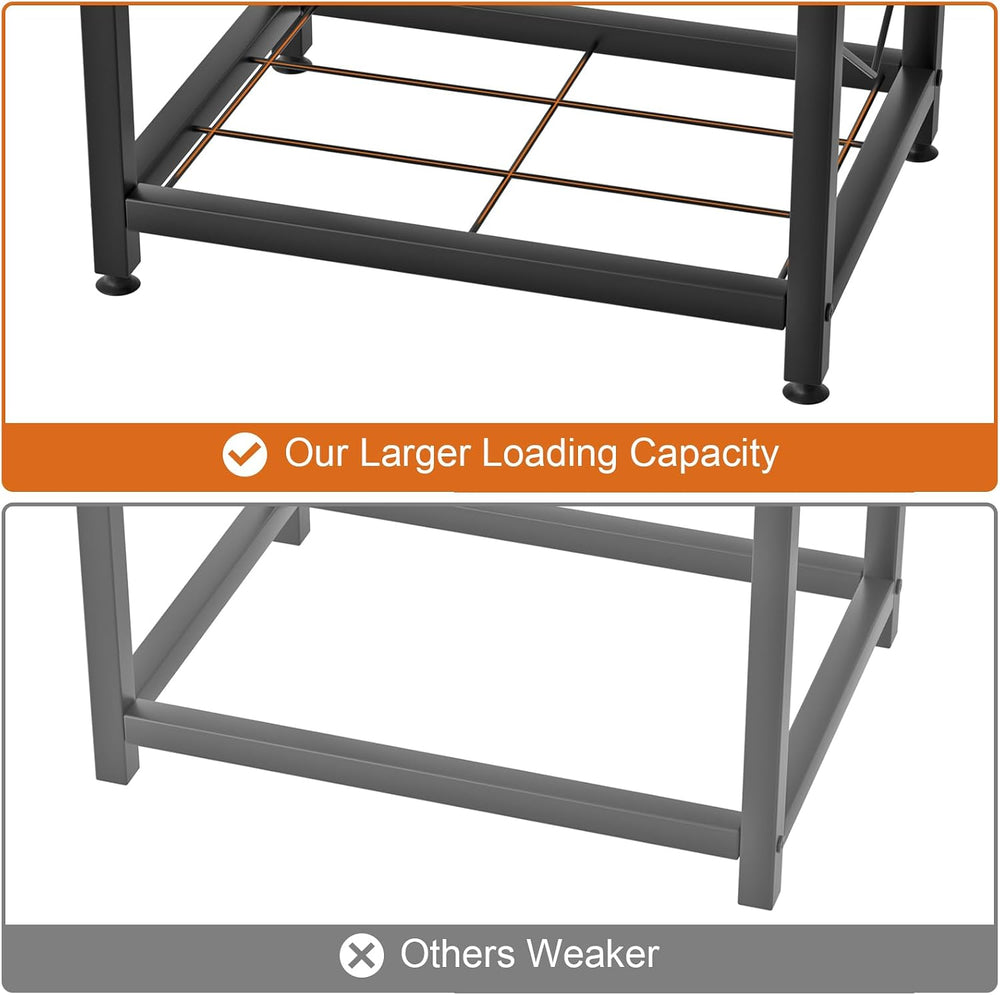 VyGrow Firewood Rack for Indoor, 2-Tier Firewood Holder with 3 Hanging Hooks,...