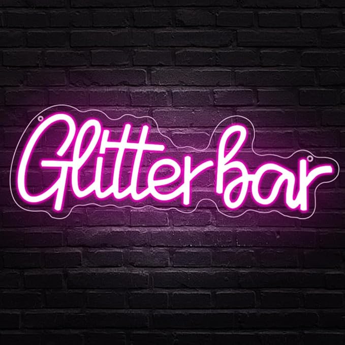 Glitter Bar Neon Sign,Bar Signs for Home Bar Decor,Led Bar Sign for Wedding,B...