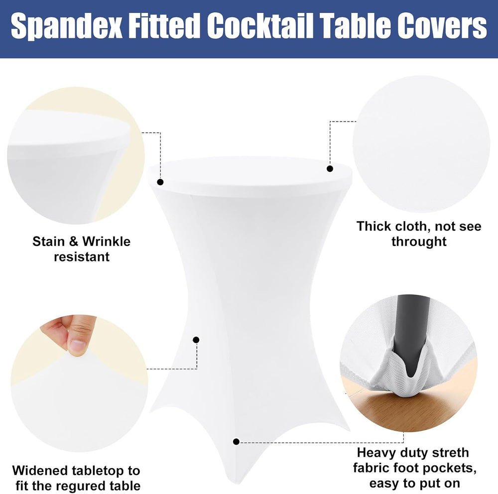 Moosfor Spandex Cocktail Table Covers 4 Pack, Elastic Fitted Stretch Table Cl...
