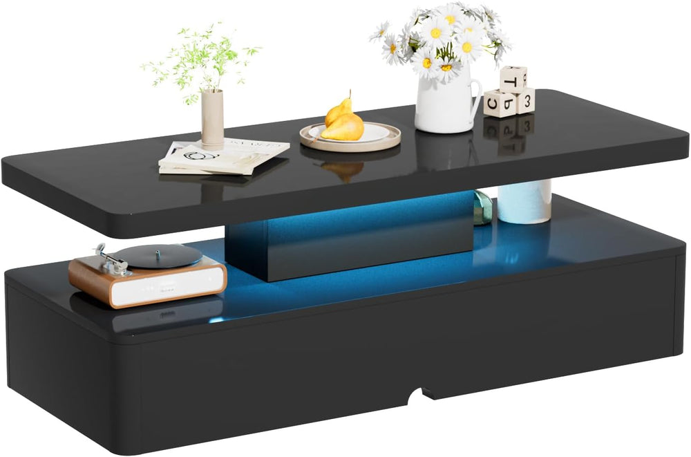oneinmil Modern LED Coffee Table, 40" Living Room Tables with 16 Colors ...