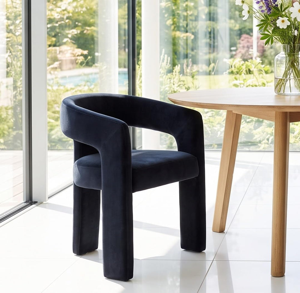 RIVOVA Modern Barrel Dining Chair, Velvet Upholstered Accent Side Chair with ...