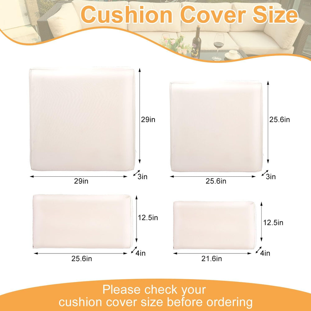 9 Piece Outdoor Patio Cushion Covers Replacement, Beige