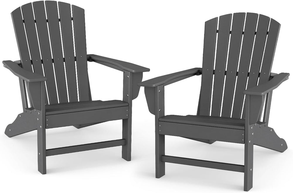 BRIOPAWS Oversized-Adirondack-Chairs Set of 2 | HDPE | All Weather | Grey