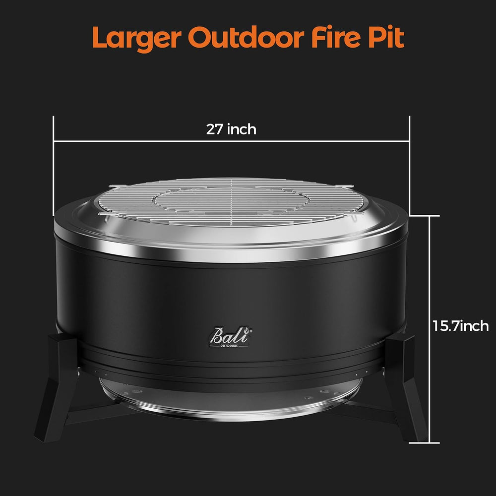 Large Outdoor Fire Pit for Smokeless Firepit Wood Burning with Grill