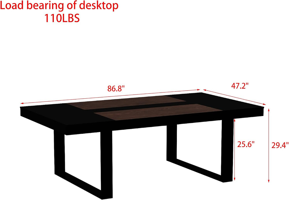WOODTIME 86.6" W Dining Table for 8-10 People, Versatile Modern Wooden D...