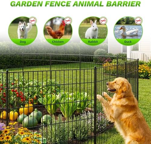 Toolterritary 5 Panels No Dig Decorative Garden Fence, 48in(H) x 13.0ft(L), D...