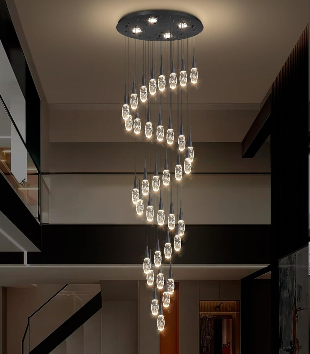 36-Lights 197 Inches Large Modern Chandelier LED Light Fixtures High Ceiling ...
