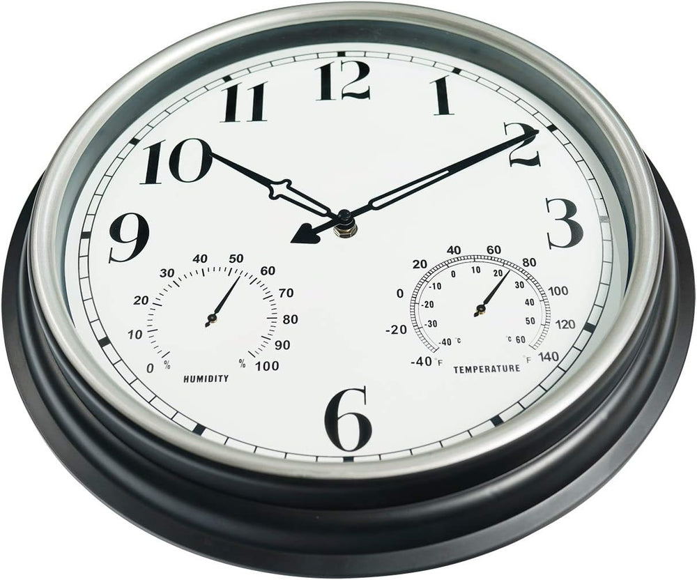 Rsobl 16 Inch Large Indoor Outdoor Wall Clock,Waterproof Non-Ticking Clock wi...