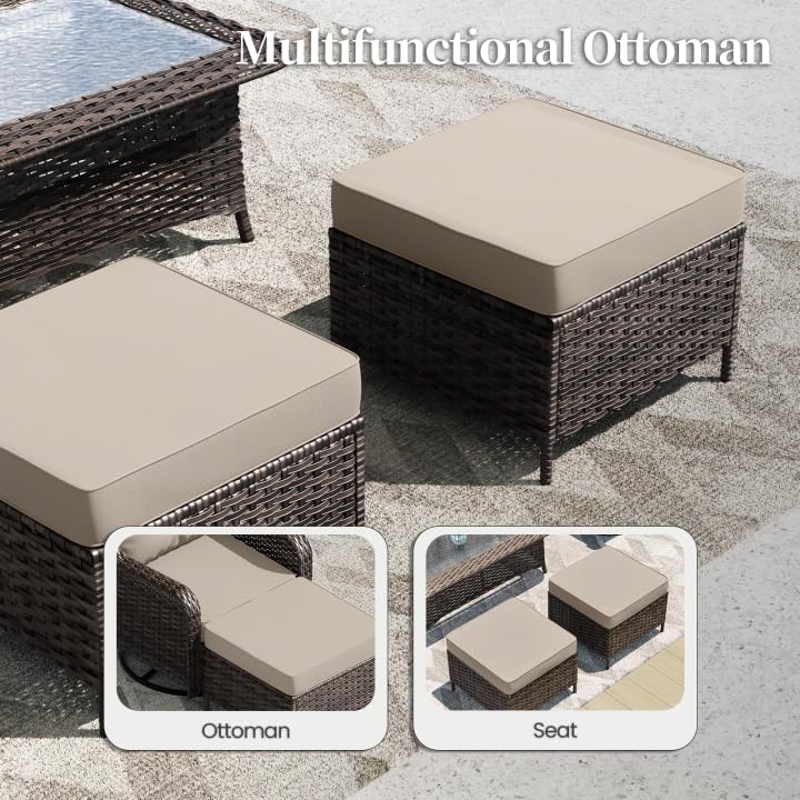 ALAULM 7 Pieces Patio Furniture Set,High Back Wicker Outdoor Sectional Furnit...