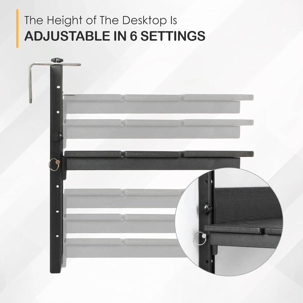 HDPE 39.3" Outdoor Folding Balcony Bar Table for Railings, Black