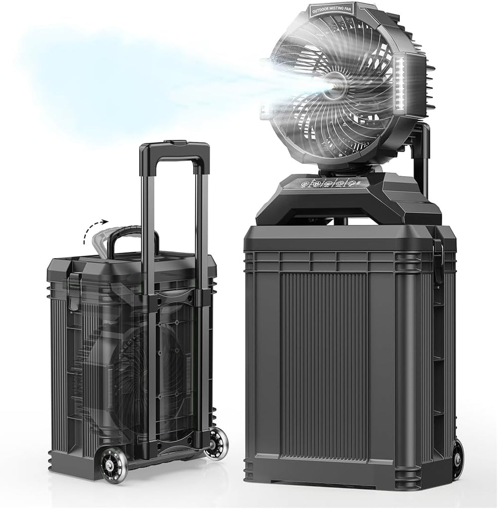 4 Gal Large Misting Bucket Fan Portable, Rechargeable Mister Fan with Retract...