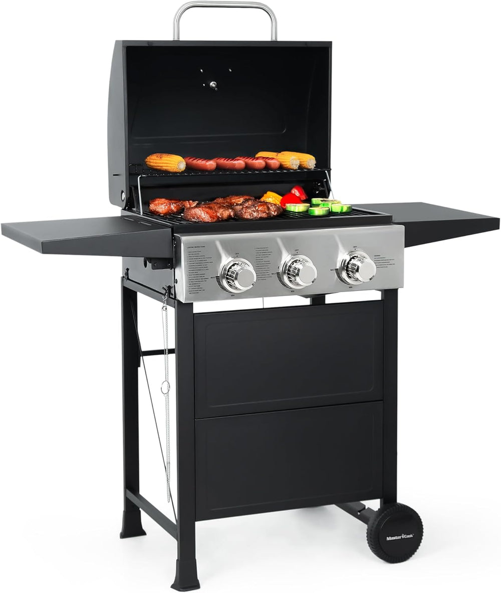 MASTER COOK 3 Burner BBQ Propane Gas Grill, 472 Sq. In. Cooking Area, 30,000 ...