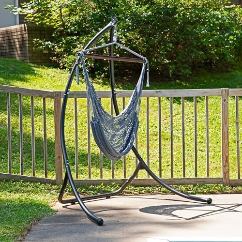Sunnydaze Hanging Hammock Chair Swing for Patio, Caribbean, Gray