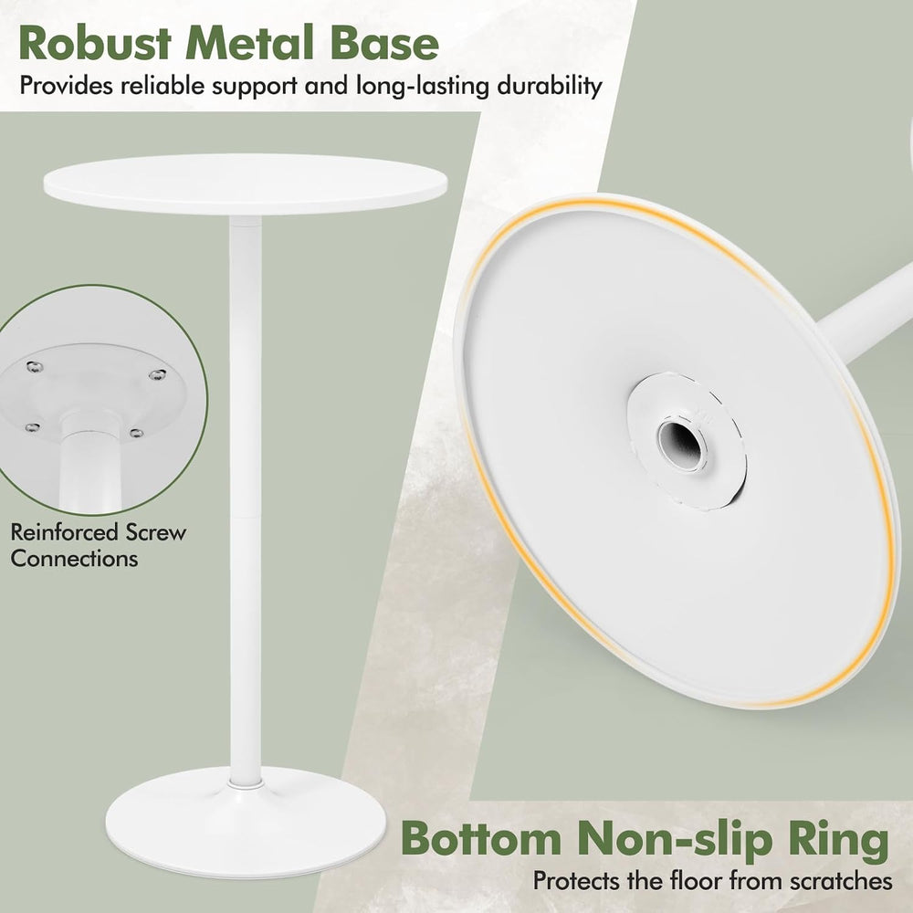 COSTWAY Round Bistro Table, Height Adjustable Bar Height Cocktail Table
