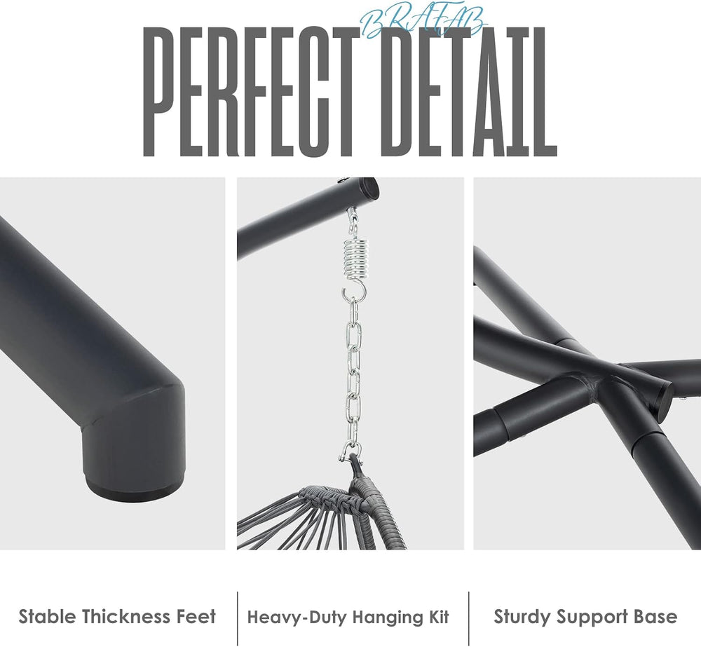 Brafab Swing Egg Chair with Steel Stand for Indoor Outdoor Patio Porch