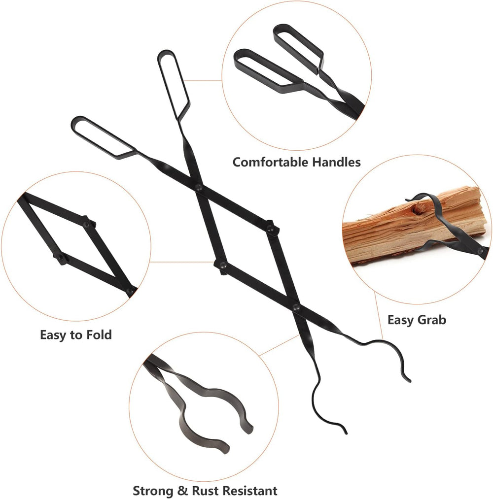 26" Fireplace Tongs, Fire Pit Tool, Fire Pit Accessories Tool for Outdoo...