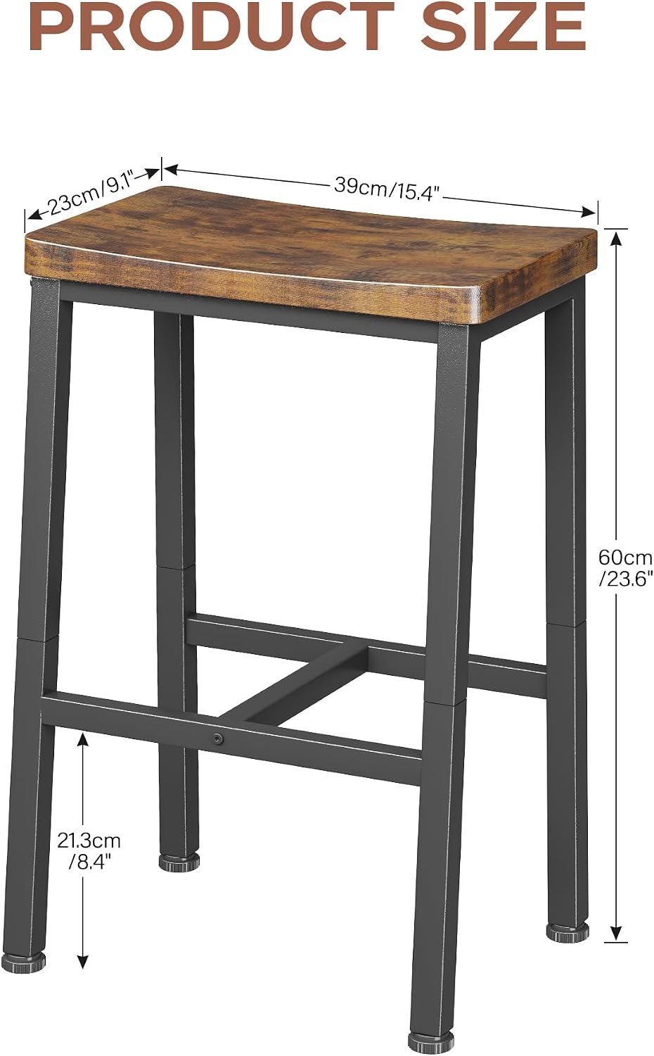 Homeiju Bar Stools, Counter Height Bar Stools Set of 2, 23.6 Inch Saddle Stoo...