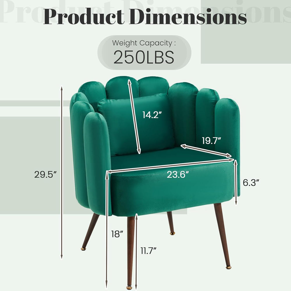 HOMREST Velvet Vanity Chair with Back,Mid-Century Modern Small Accent Chair f...